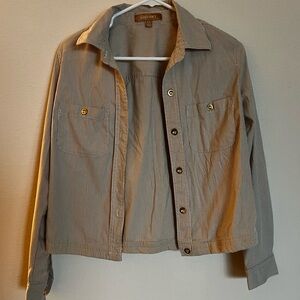 Ellen Tracy Taupe Striped Shirt